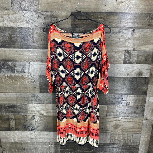 Angie Dresses & Skirts - Angie Women's Cold Sleeve Cinched Waist Dress Size Small Orange Loose Fit Boho